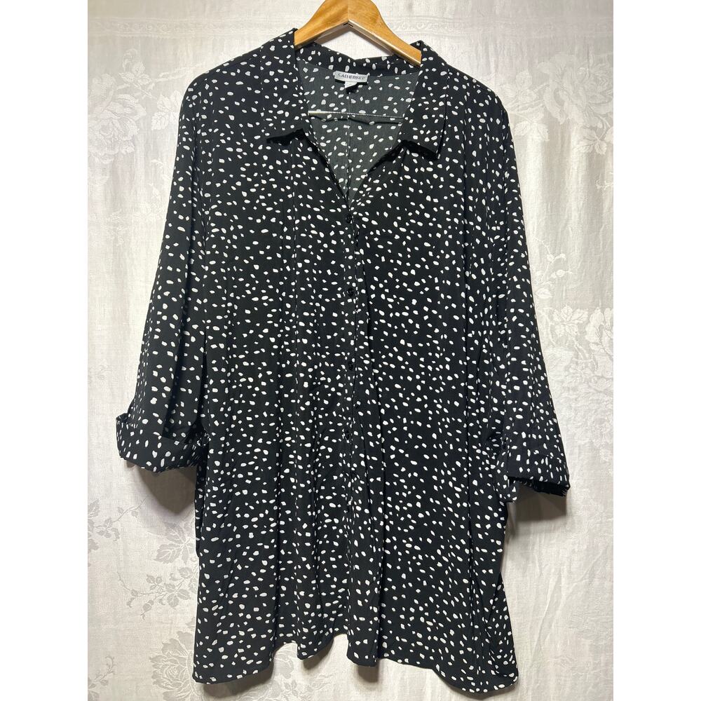 Catherines Button Up 5X Black Lot of 2 3/4 Sleeve Classic Business Casual - Picture 2 of 13